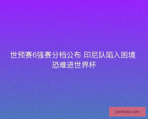 世预赛6强赛分档公布 印尼队陷入困境 恐难进世界杯 世预赛6强赛分档公布 印尼队陷入困境 恐难进世界杯