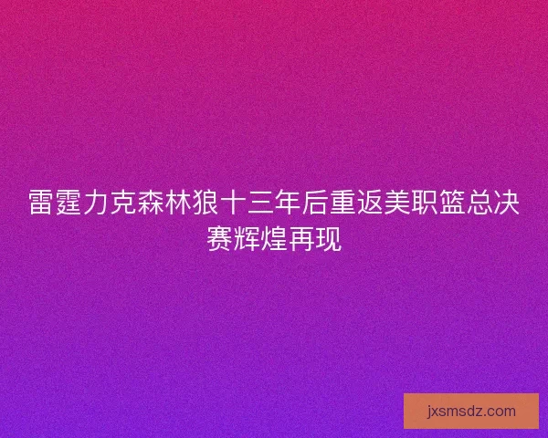 雷霆力克森林狼十三年后重返美职篮总决赛辉煌再现 雷霆力克森林狼十三年后重返美职篮总决赛辉煌再现